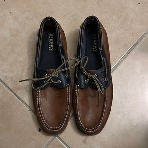 Men’s Size 12M Navy blue and brown Top-siders